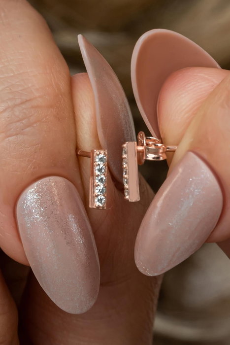 Heliophilia Silver Pendientes de Plata de Ley 925 con Oro Rosa y Circón